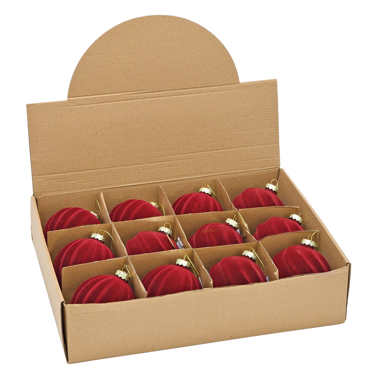 Weihnachtskugel beflockt aus Glas Bordeaux 2-fach sortiert (B/H/T) 8x8x8cm Zubehor, Ohrring, Schmuck