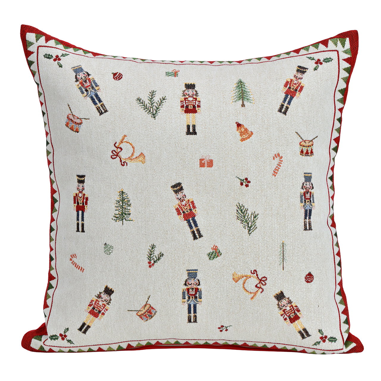 Copricuscino tessile Schiaccianoci rosso (L/H/D) 45x45x0,5cm kissen, weihnachtskissen, parke?, nutcracker, stickerei