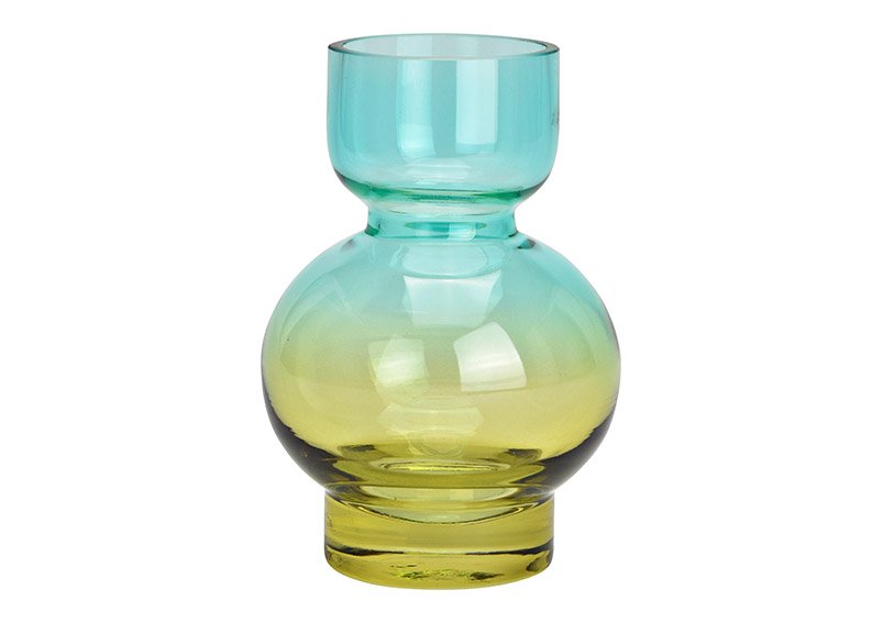 Vase en verre vert (L/H/P) 11x16x11cm