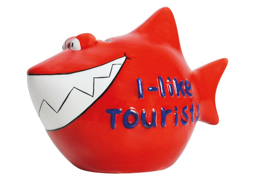 Salvadanaio KCG Shark, I-like-Tourists-Shark, in ceramica (L/H/D) 13x11x7,5 cm
