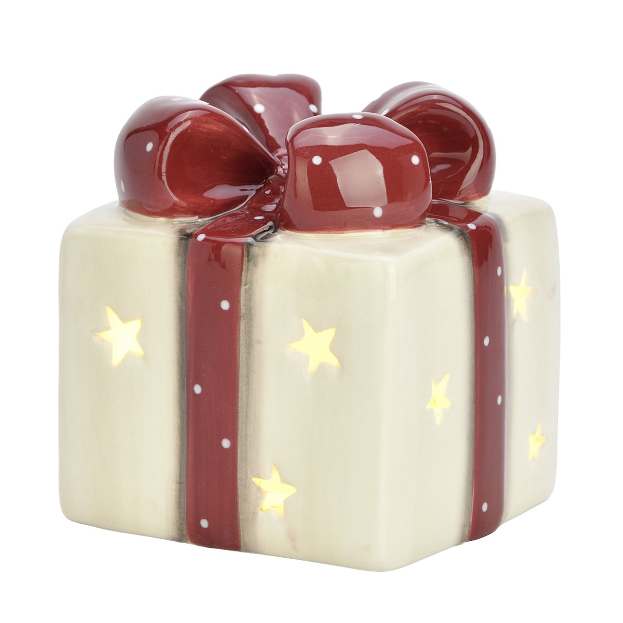 Geschenk LED aus Keramik Bordeaux (B/H/T) 9x10x9cm exkl. 2xLR44 Krug