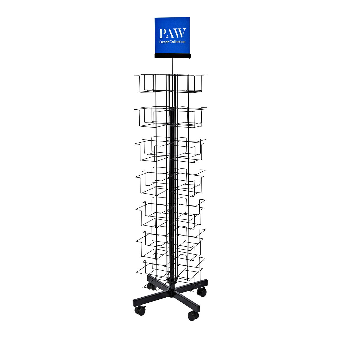 Rotating napkin display with rollers for 168 packs made of metal, black (W/H/D) 40x155x40cm