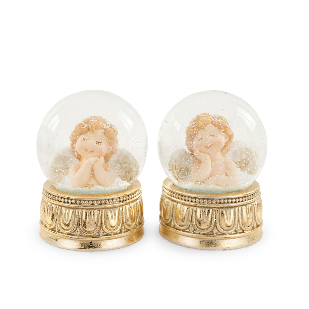 Sneeuwbollengel, 2 assorti, polyresin, 6.5x6.5x8.8cm, 1 stuk, kleurrijk