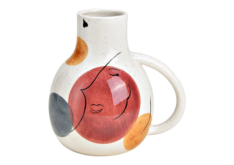 Vase, jug face decor ceramic Colorful (W/H/D) 20x20x15cm