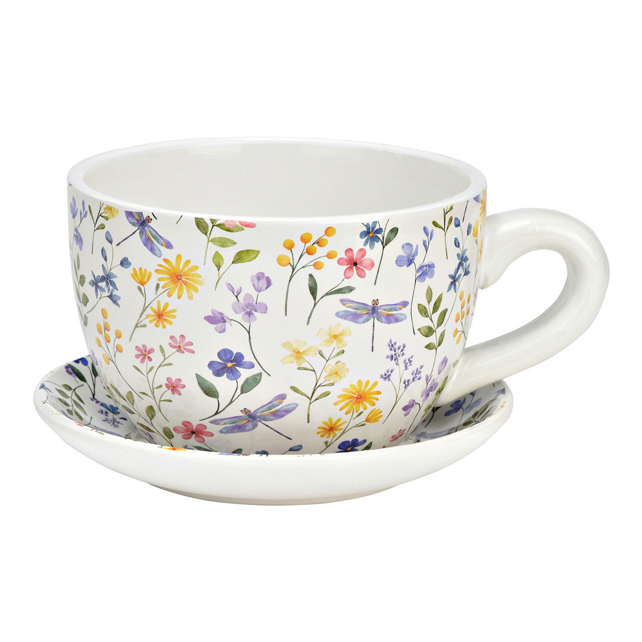 Flowerpot cup flowers decor made of ceramic, colorful (W/H/D) 20x12x15cm Flowerpot cup flowers decor made of ceramic, colorful (W/H/D) 20x12x15cm