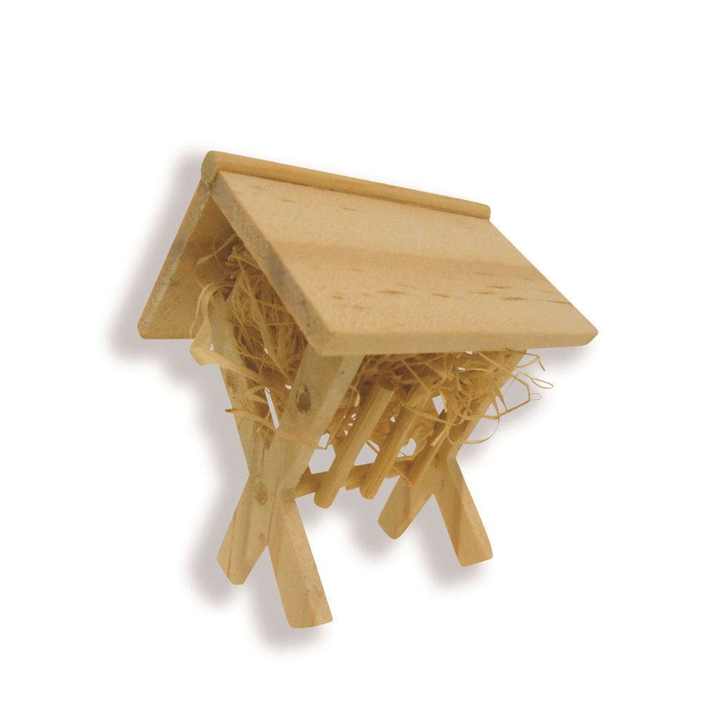 Kribbe. Hout. 6,5cm. 1 st./verpakking. Sperrholz, Holz, Esstisch, Tisch, Spielzeug