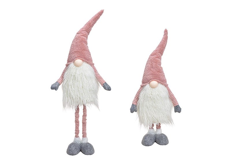 Gnome with telescopic legs made of textile pink / pink (w / h / d) 30x75 / 108x19cm