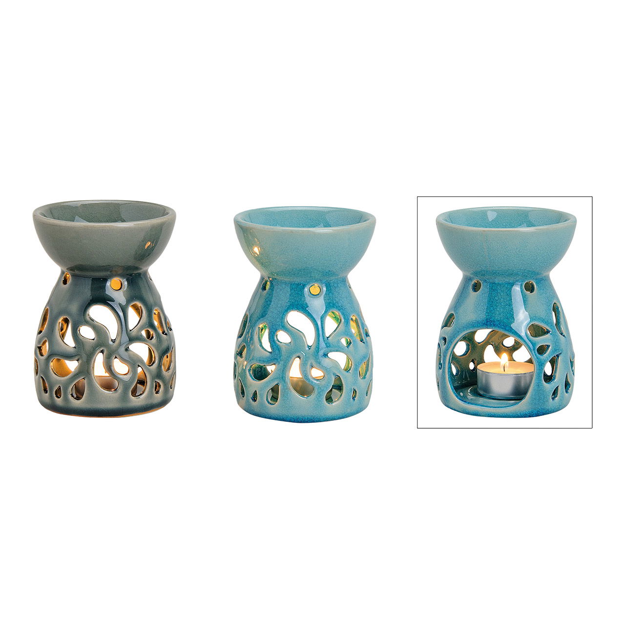 Ceramic fragrance lamp, 2 assorted (W/H/D) 8x12x8 cm