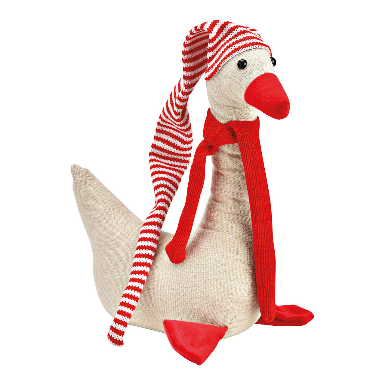 Ganso de Navidad de tela rojo, blanco, beige (A/A/A) 22x30x11cm Ganso de Navidad de tela rojo, blanco, beige (A/A/A) 22x30x11cm