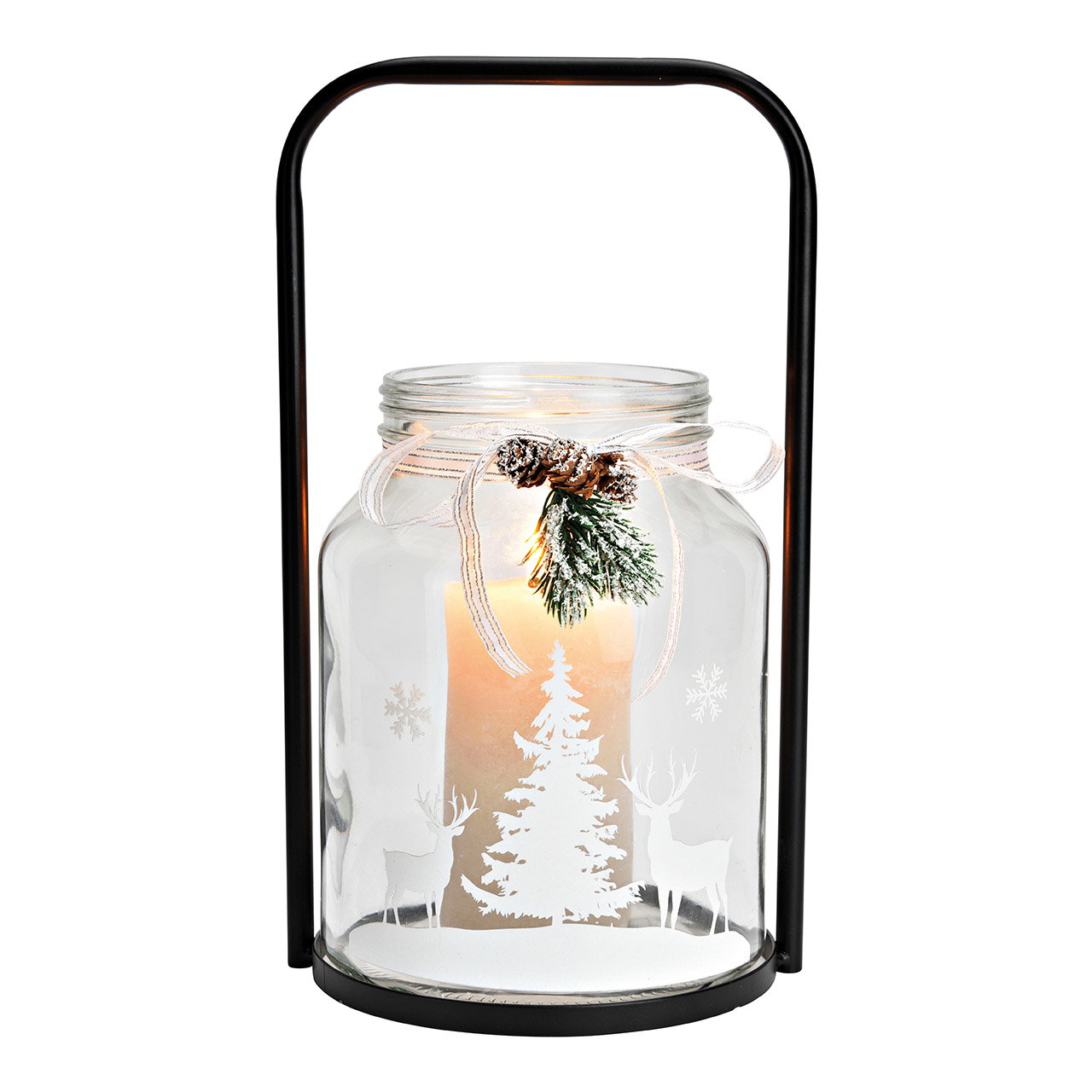 Lanterna decorativa in vetro, metallo trasparente, nero (L/H/D) 19x32x17cm Lanterna decorativa in vetro, metallo trasparente, nero (L/H/D) 19x32x17cm