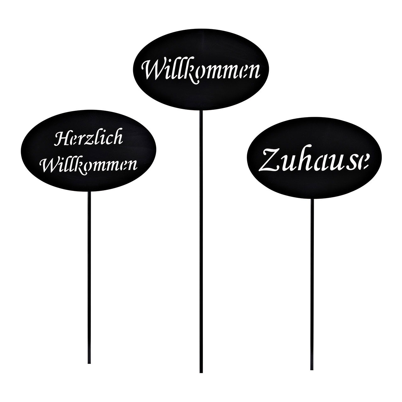 Stecker, Willkommen, Herzlich Willkommen, Zuhause, aus Metall Schwarz 3-fach, (B/H) 30x114cm