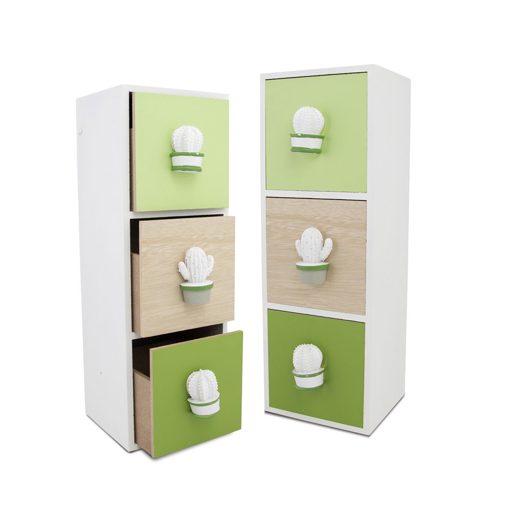 Decorative cabinet with drawers/cacti. Wood. 11x10x32 cm. 1 pc. Green House Schublade, Mobiliar, Kabinett, Regal