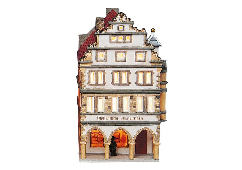Huis Münster/Prinzipalmarkt van porselein, B13 x D10 x H21 cm
