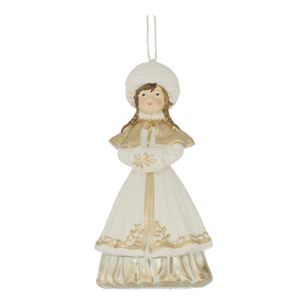 Hänger Mädchen aus Poly Weiß (B/H/T) 5x10x4cm Puppe, Spielzeug, Gesicht, Person, Hut