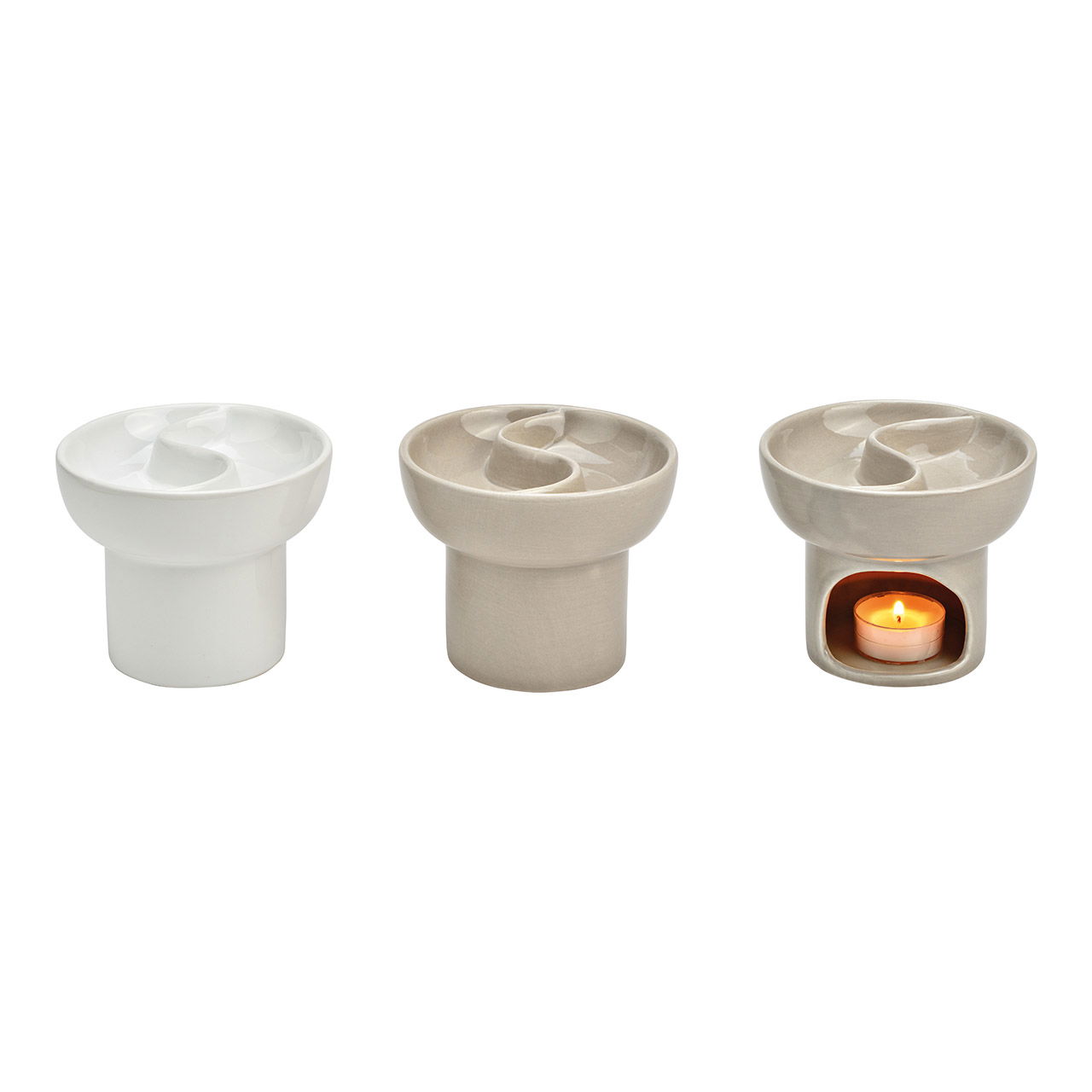 Duftlampe aus Keramik grau, weiß 2-fach, (B/H/T) 12x10x12cm Duftlampe aus Keramik grau, weiß 2-fach, (B/H/T) 12x10x12cm