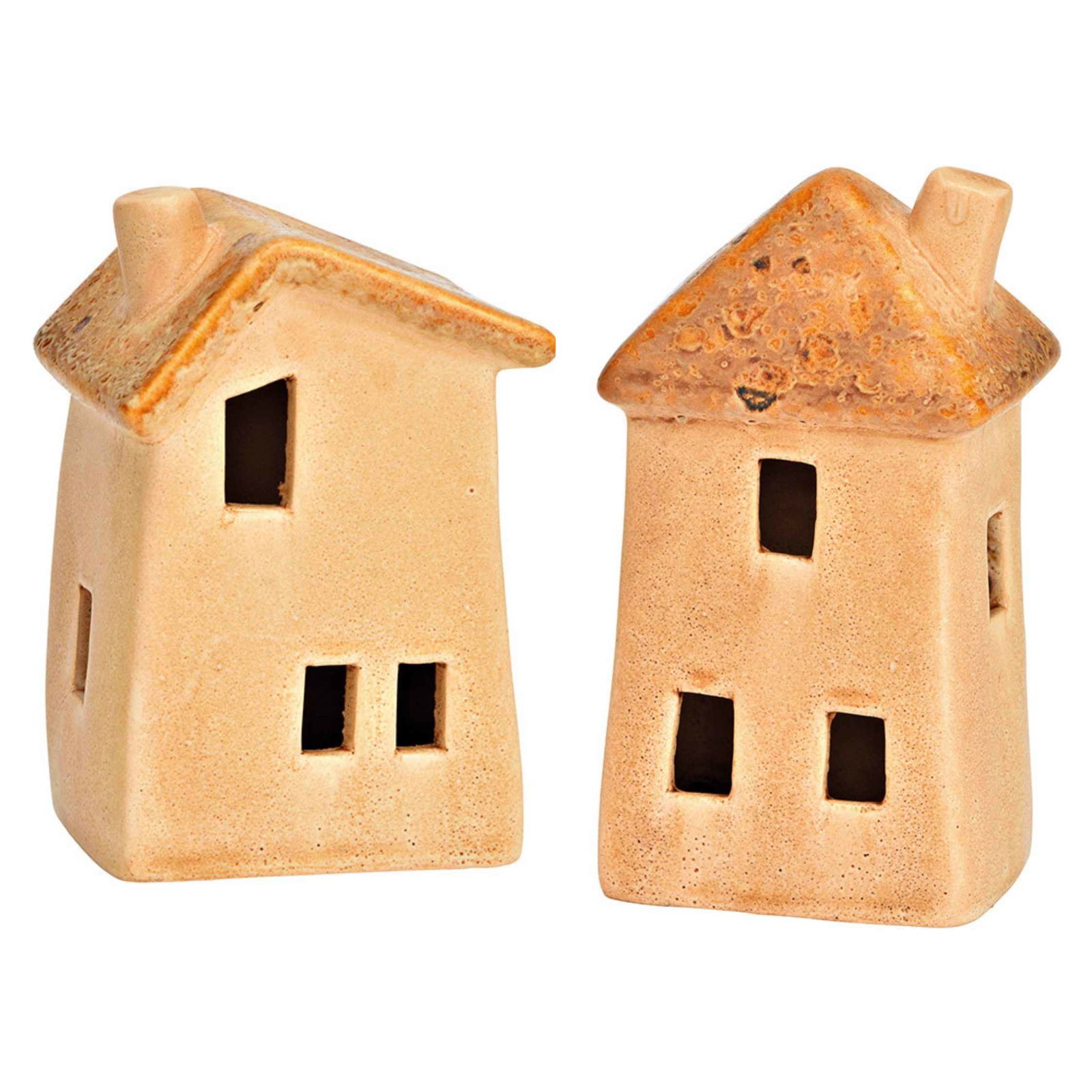 Maison en céramique beige 2 fois, (L/H/P) 7x12x6cm Backstein