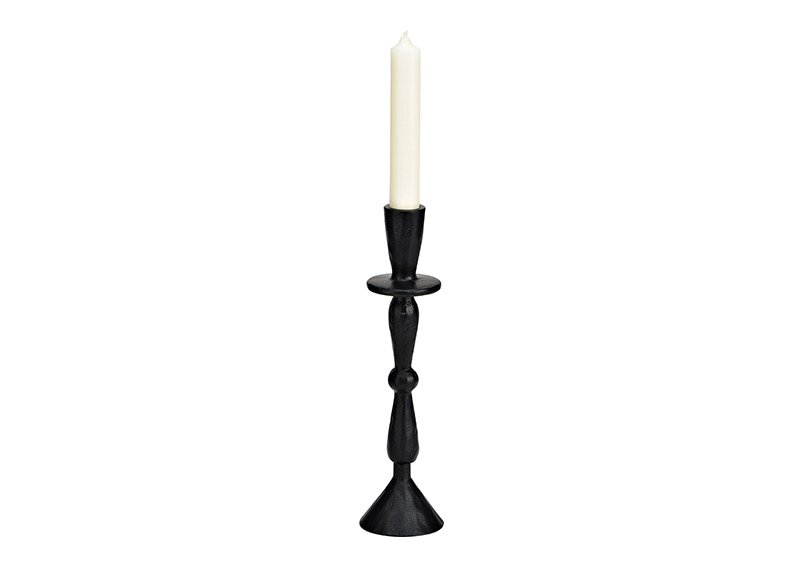Metal candle holder black (W/H/D) 6x24x6cm