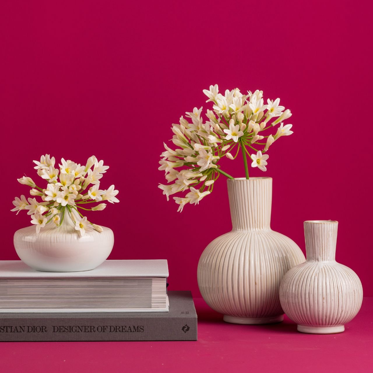 Vase en céramique blanc (L/H/P) 11x15x11cm