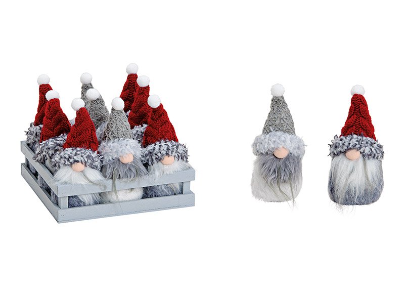 Secret Santa van textiel rood, grijs 2-vouw, (w/h/d) 7x14x7cm