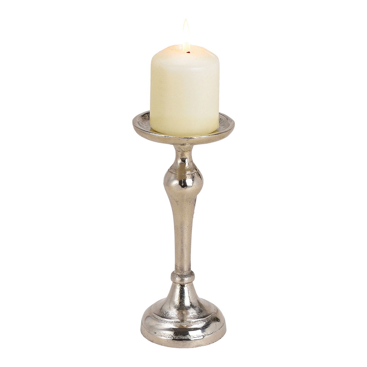 Candle holder made of metal silver (w / h / d) 9x23x9cm