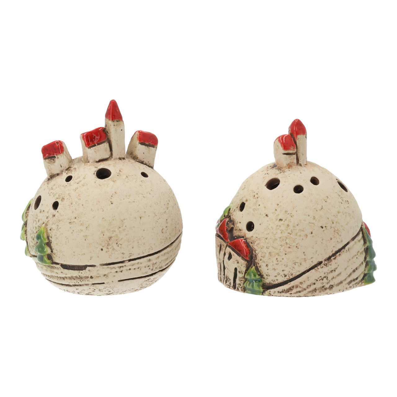 LED Lichthaus Dorfkuppel aus Steingut Beige 2-fach sortiert (B/H/T) 8.3x9.1x8.7cm 2xLR44 Zubehor, Ohrring, Schmuck, Helm