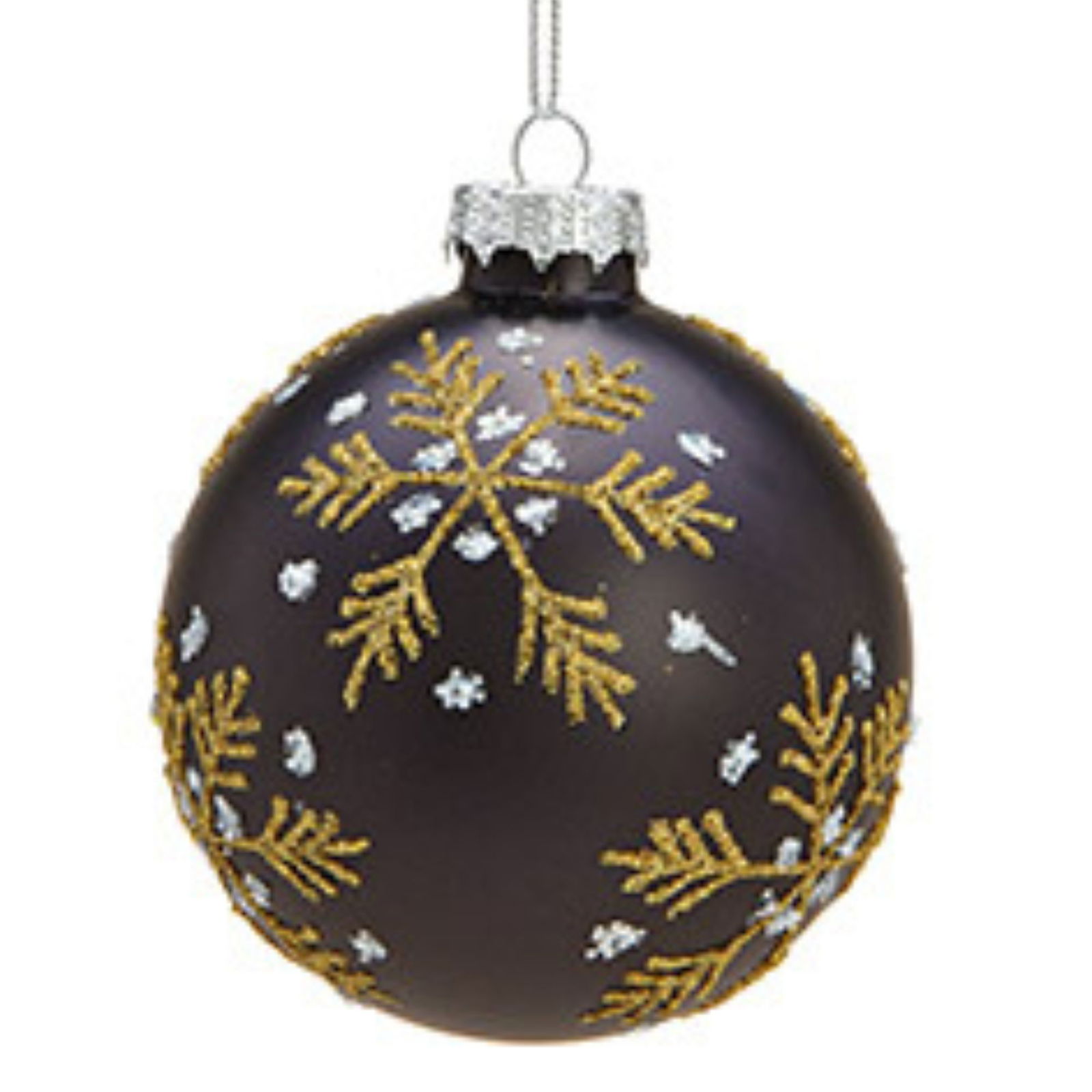 Boule de Noël Glitter Motif de Noël en verre, 4 fois, noir/or Ø8cm Zubehör, Schmuck, Medaillon, Anhänger, Ornament