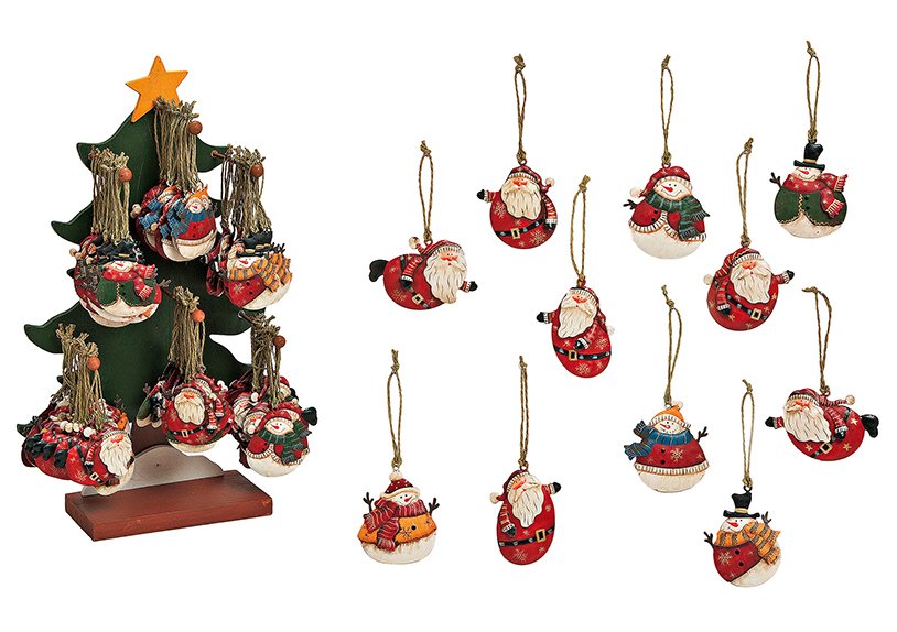 Weihnachtshänger aus Metall auf Baumständer, Rot/Weiß (B/H/T) 6x7x0.3cm