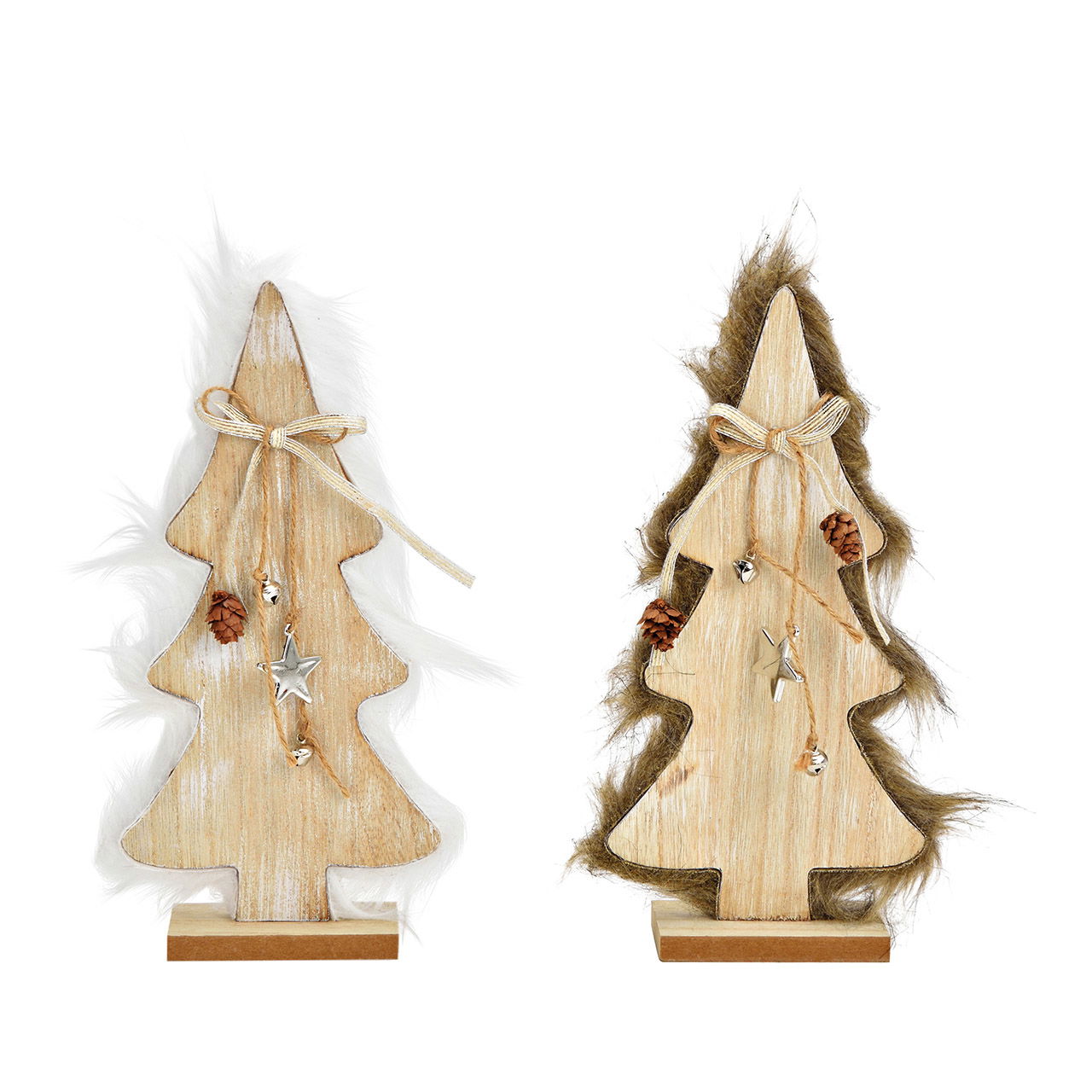 Display fir tree of wood natural 2-fold, (W/H/D) 14x30x5cm