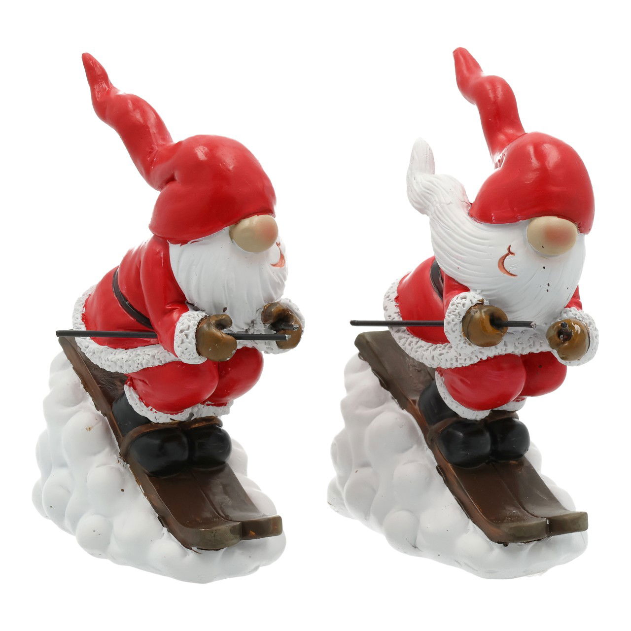 Wichtel auf Skier aus Poly Rot 2-fach sortiert (B/H/T) 9x12x5cm Figur