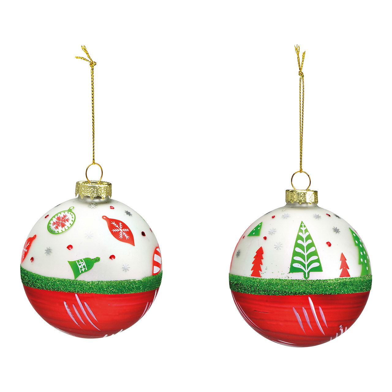 Guaina natalizia, appendino e decorazione per albero di Natale in vetro colorato, 2 pieghe, Ø8cm