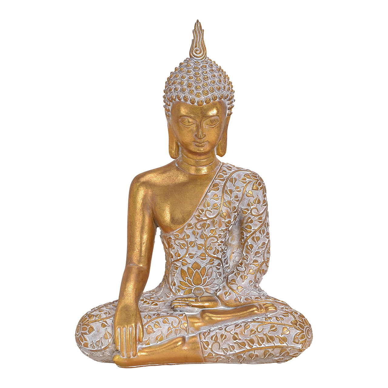 Bouddha en poly or (L/H/P) 22x32x14cm