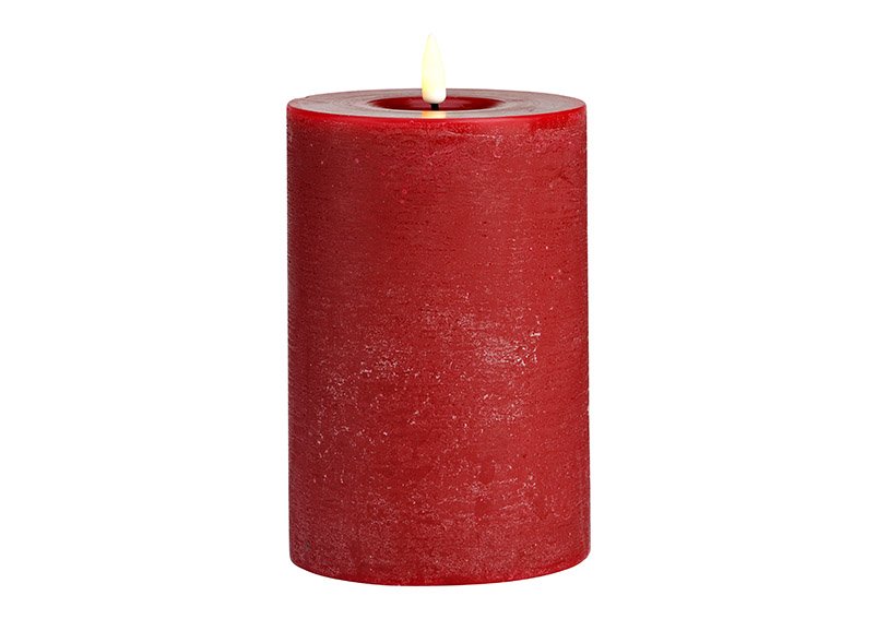 Candle LED bordeaux with timer by remote control made of wax (W/H/D) 10x15x10cm