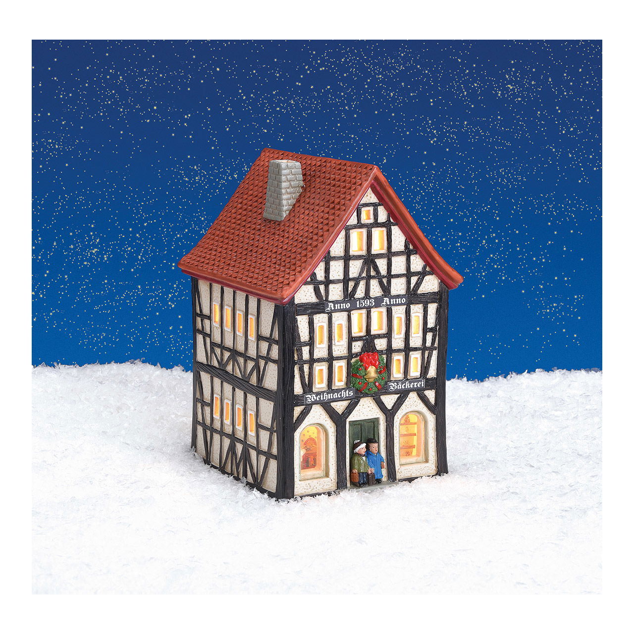 Maison lumineuse Anno 1593 Boulangerie de Noël en porcelaine Coloré (L/H/P) 10x17x11cm