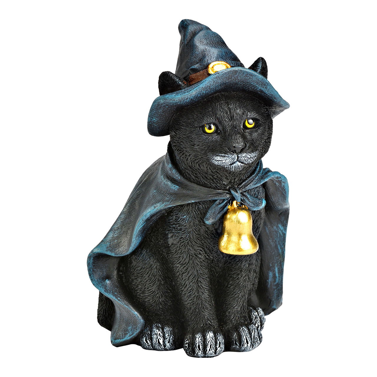 Gatto nero di Halloween con cappello a nocche in polietilene, (L/A/D) 10x14x9cm