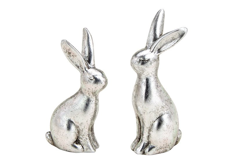 Bunny made of ceramic silver 2-fold, (W / H / D) 8x28x12cm 8x24x14cm