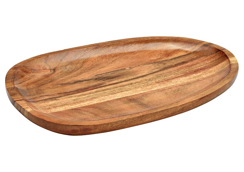 Coupe ovale en bois d'acacia naturel (L/H/P) 30x2x20cm