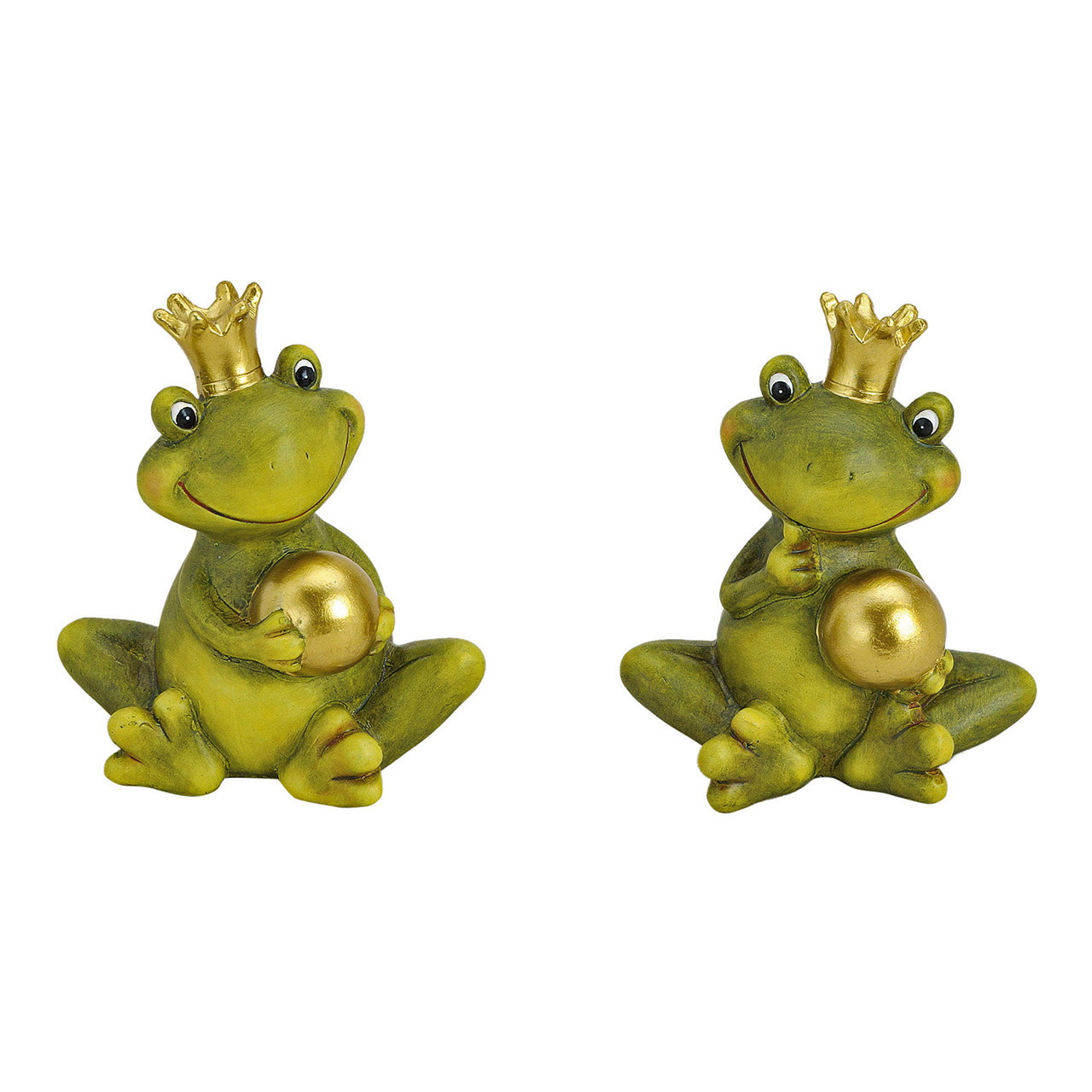 Froschfigur, Kleinguss, Kronenfigur, goldene Kugel, Sitzend