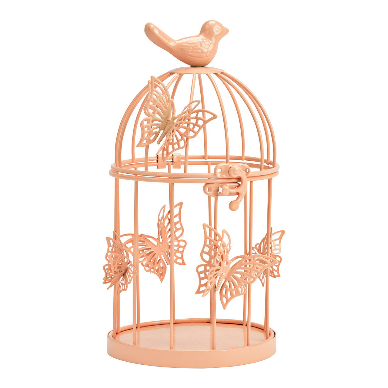 Decorative metal birdcage, apricot (W/H/D) 12x24x12cm