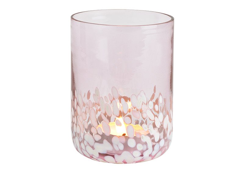 Glazen lantaarn roze/roze (w/h/d) 10x14x10cm
