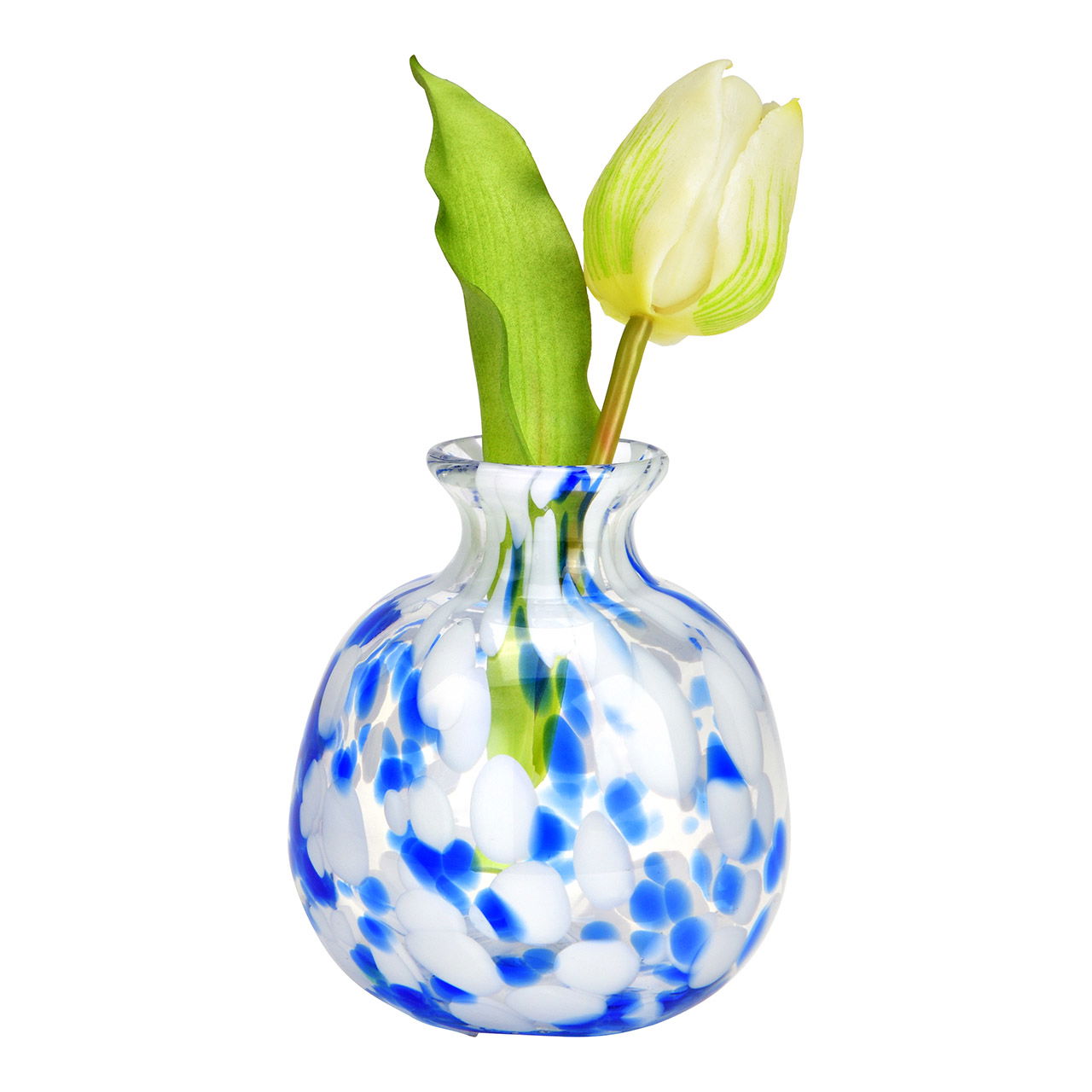 Vase Dots Decor made of glass Transparent/blue/white(W/H/D) 9x11x9cm