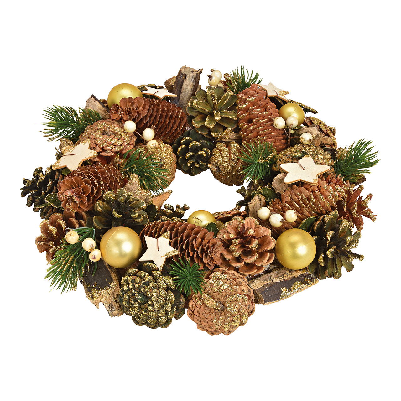 Kerstkrans van hout, kunststof bruin, goud (B/H/D) 33x8x33cm Kerstkrans van hout, kunststof bruin, goud (B/H/D) 33x8x33cm