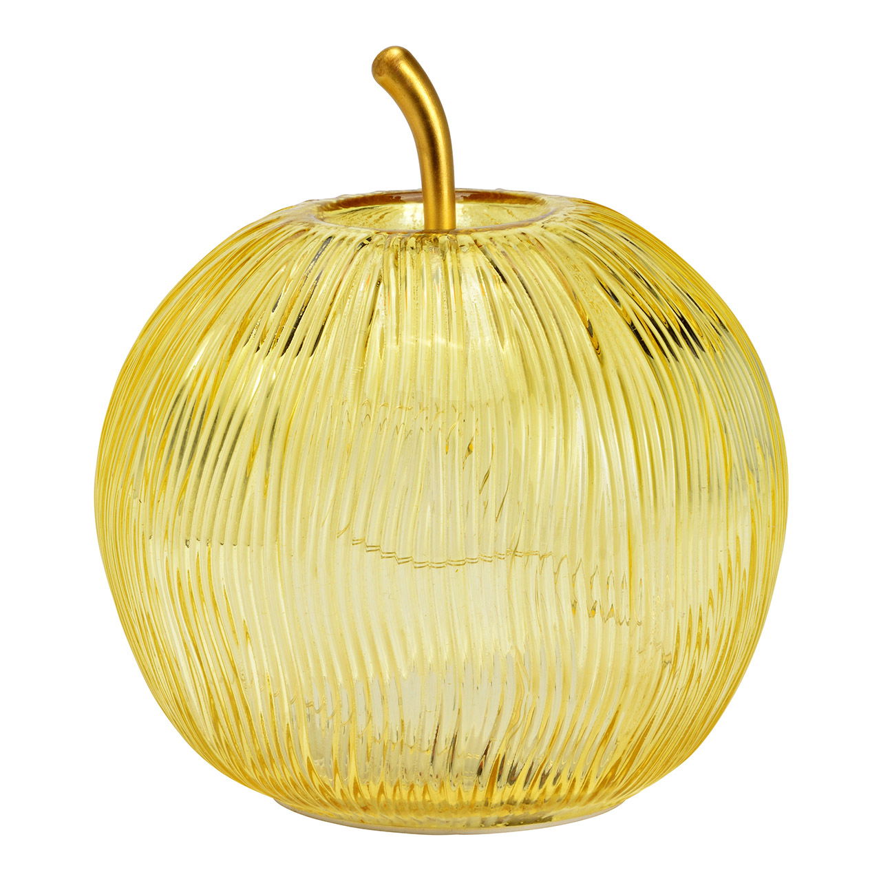 Decorative apple with 15 LEDs/timer made of glass, yellow (W/H/D) 16x17x16cm