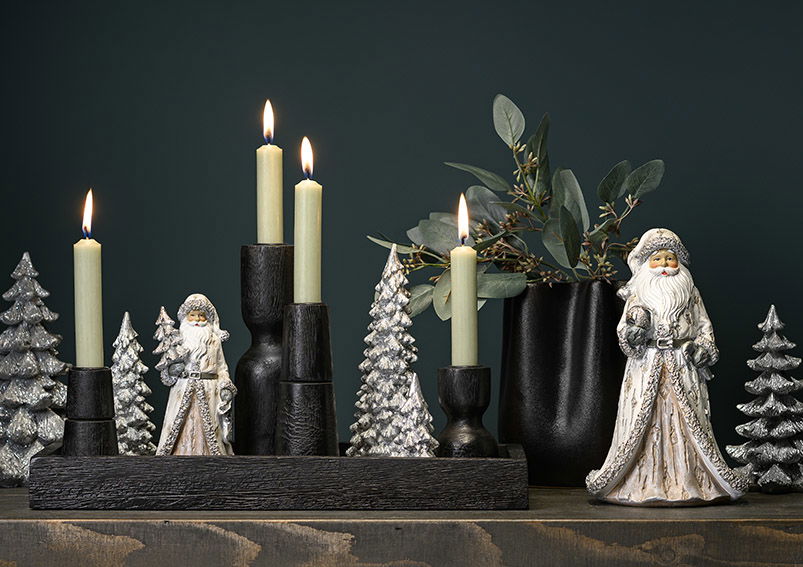 Candle holder made of mango wood black 2-fold, (W/H/D) 6x15x6cm Candle holder made of mango wood black 2-fold, (W/H/D) 6x15x6cm