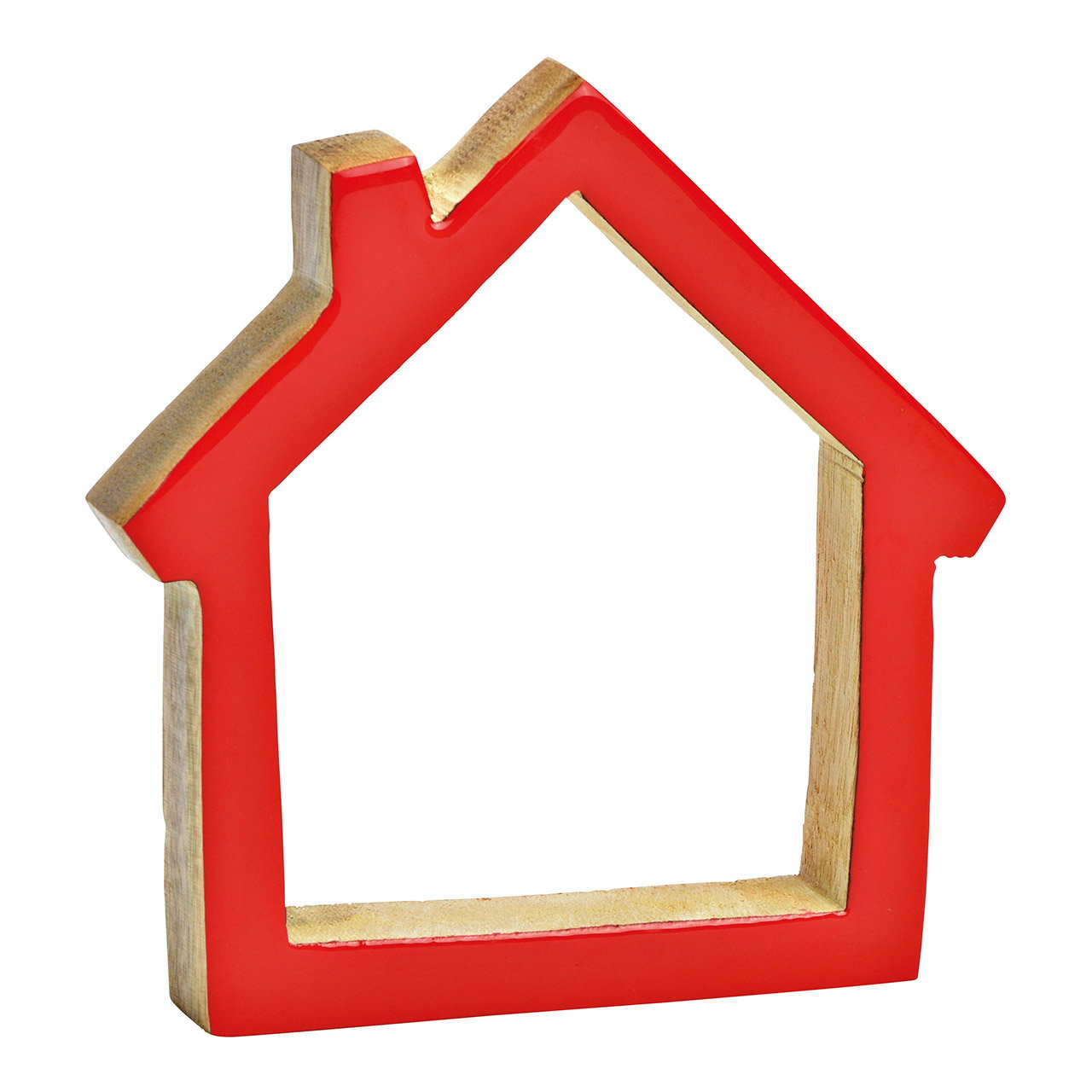 Présentoir maison en bois de manguier rouge (L/H/P) 14x15x2cm Présentoir maison en bois de manguier rouge (L/H/P) 14x15x2cm