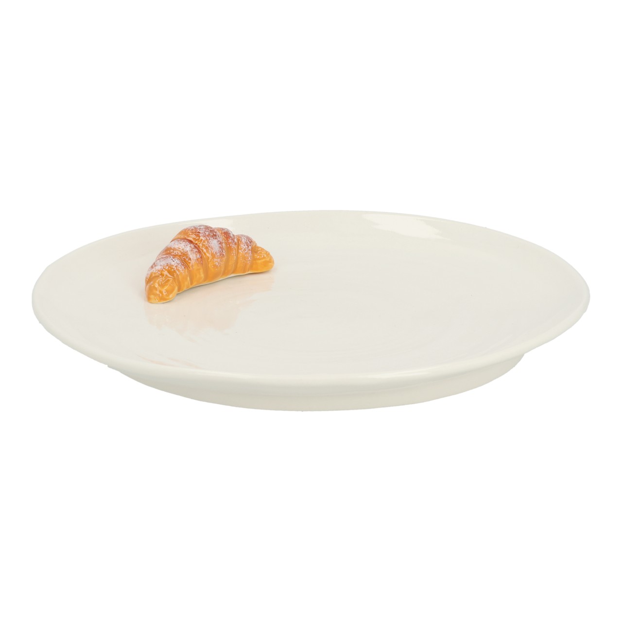 Teller Croissant aus Porzellan Weiß (B/H/T) 20x30x20cm Porzellan-Teller, weißer Teller, Croissant auf Teller, Frühstücksteller, leerer Teller