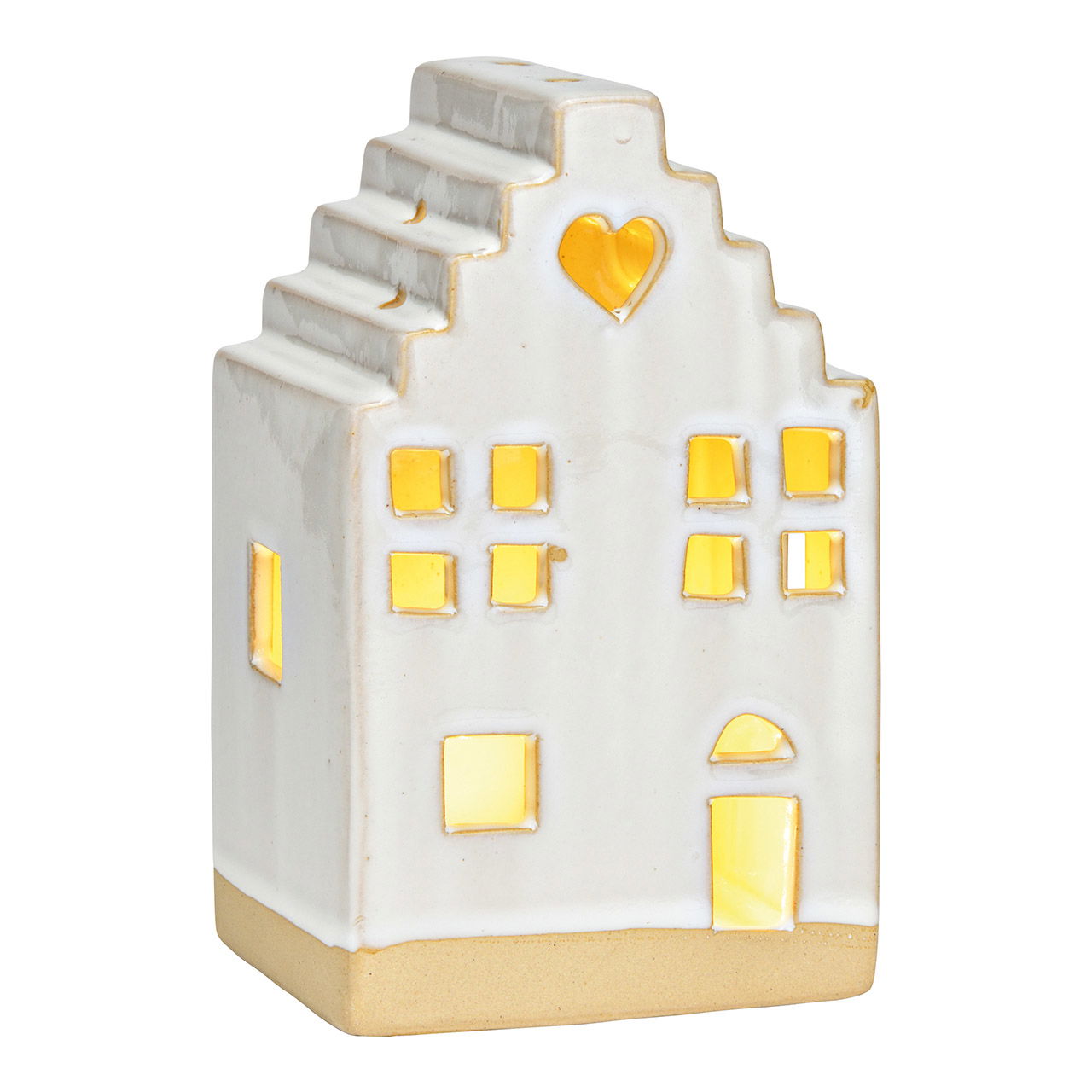 Windlicht Haus aus Keramik, Weiß/Beige (B/H/T) 10x18x9cm Windlicht Haus aus Keramik, Weiß/Beige (B/H/T) 10x18x9cm
