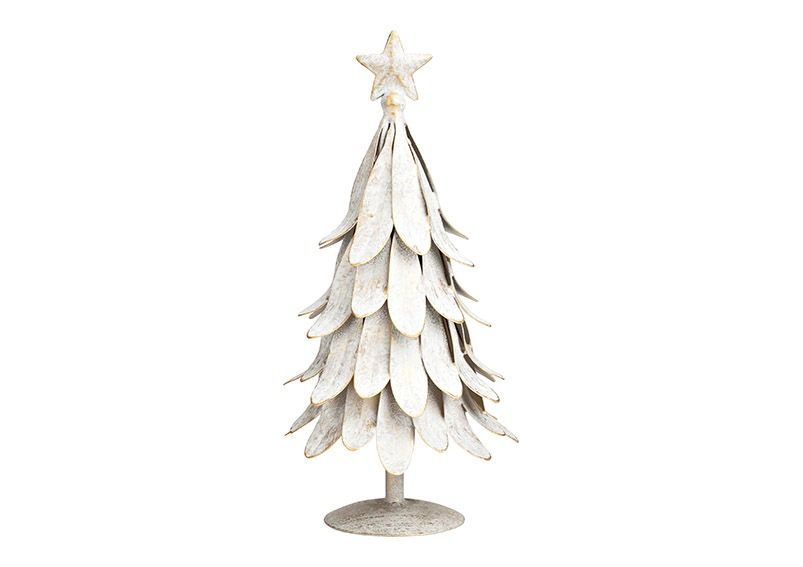 Witte metalen kerstboom (B/H/D) 12x26x12cm