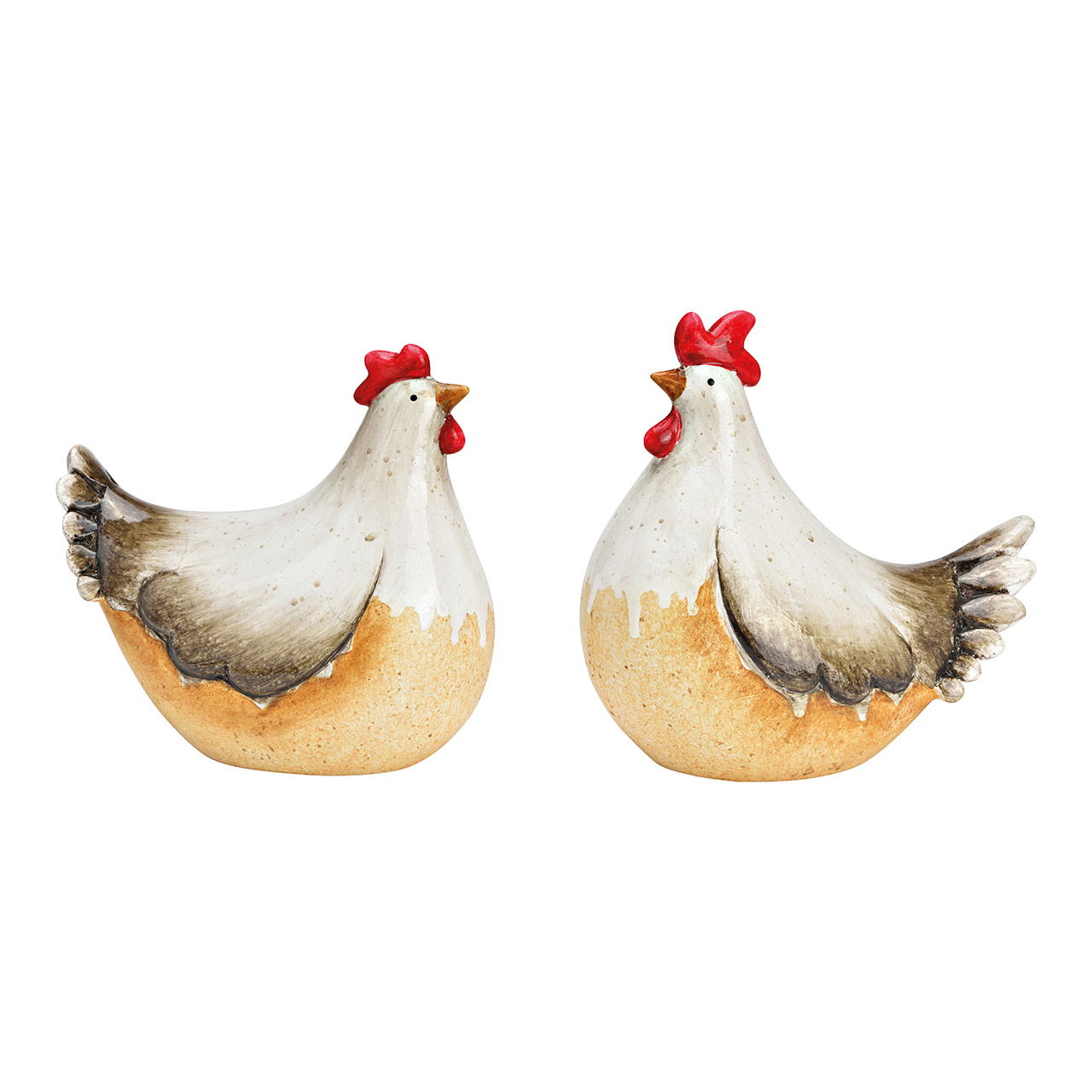 Rooster, chicken ceramic beige 2-fold, (W/H/D) 20x20x11cm