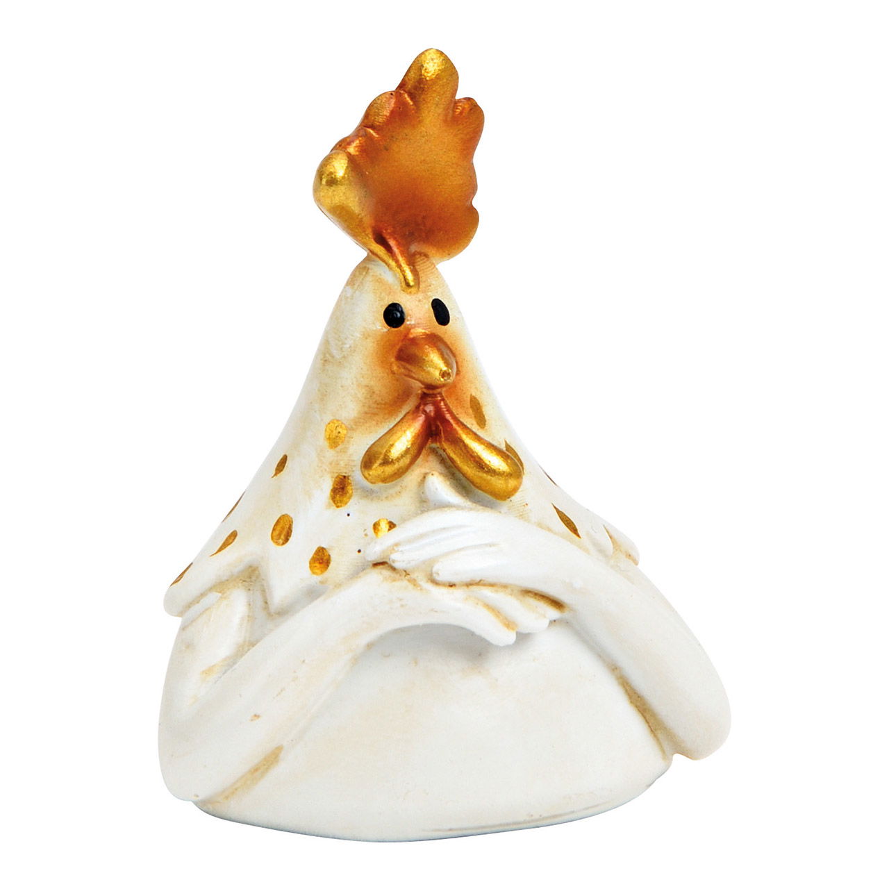 Cabeza de pollo de poliéster blanco, dorado (A/H/D) 4x5x3cm