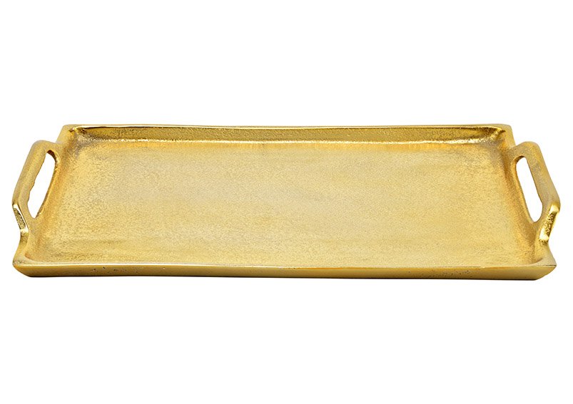 Vassoio con manico in metallo dorato (c/h/d) 36x3x21cm